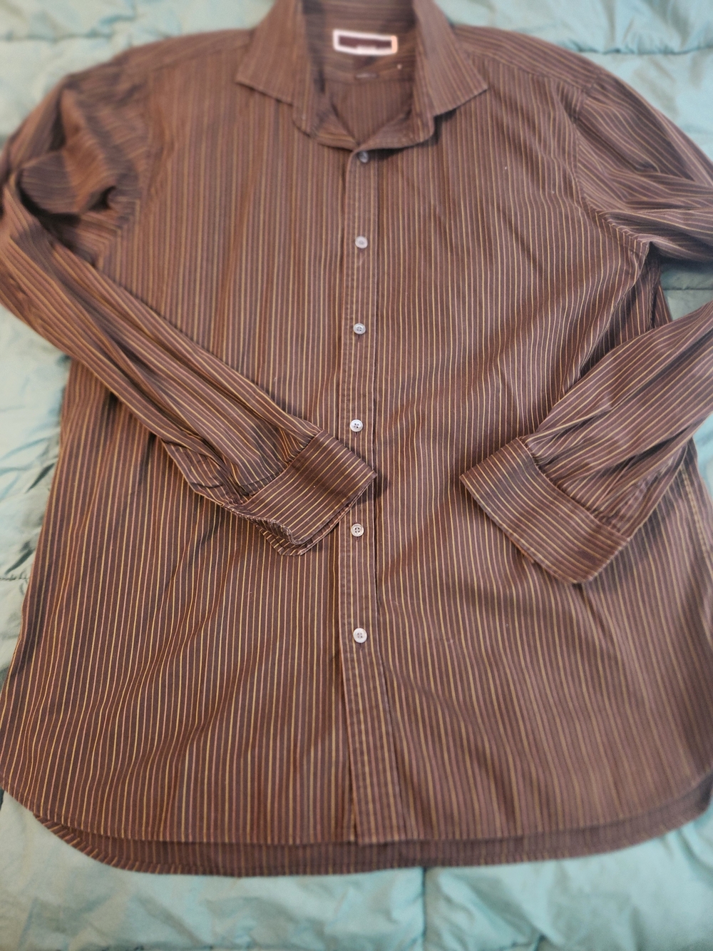 Michael Kors Brown Pinstripe Dress Shirt